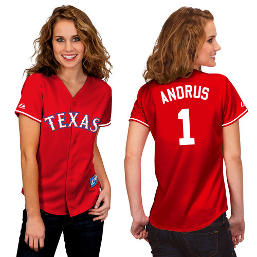 Elvis Andrus #1 mlb Jersey-Texas Rangers Women's Authentic 2014 Alternate 1 Red Cool Base Baseball Jersey